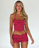 CERYS RIB SHORT PINK RED STRIPE