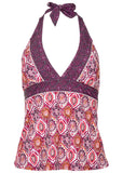 Athens Halter Tankini Top Royal Mosaic