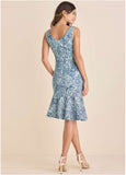 Ruffle Trim Detail Dress Denim Anglaise Paisley