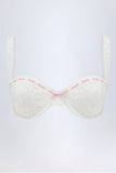 Broderie Anglaise Underwired Balconette Bikini Top in White