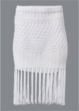 Fringe Mini Skirt Pearl White