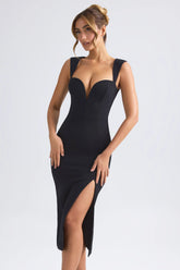 Sweetheart Neck Midaxi Dress in Black