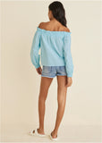 Off The Shoulder Top Light Blue