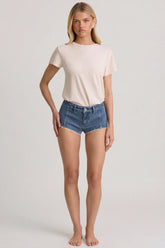 Low Rise Hot Pants in Mid Blue