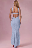 Lace Sweetheart Neck Gown in Sky Blue