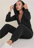 Casual Hooded Jumpsuit Jet Black