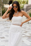 Take It Easy White Eyelet Tube Top Set
