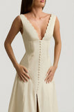 Cotton Poplin A Line Midaxi Dress in Ivory