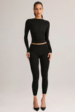 Modal Mid Rise Cropped Leggings in Black