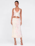 LONIE MIDI SKIRT NEUTRAL FLORAL WASHED CHERRY BLOSSOM