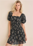 Cotton Voile Mini Dress Tossed Wildflowers