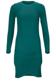 Ruched Long Sleeve Mini Teal Green