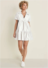 Cotton Poplin Tiered Dress Cloud Dancer
