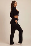 Fluffy Knit Wide Leg Trousers in Black