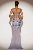 Embellished Sweetheart Neck Backless Gown in Lilac