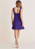 Rhinestone Embellished Flare Mini Dress Violet Indigo