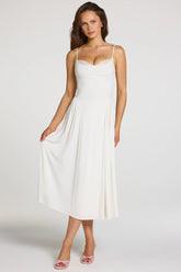 Modal Lace Trim Midaxi Dress in White