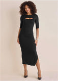 Front Cut Out Maxi Dress Jet Black