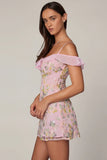 Embellished Lace Up A Line Mini Dress in Soft Pink