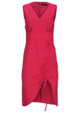 Ruched Side High Low Dress Persian Red