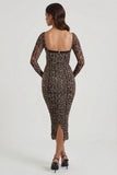 Layered Bra Detail Ruched Midaxi Dress in Leopard Print