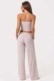 Ribbed Jersey Low Rise Trousers in Pink Stripe