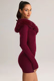 Knit Mid Rise Mini Skirt in Wine