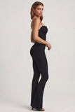 Bow Detail Lace Flared Jumpsuit in Black