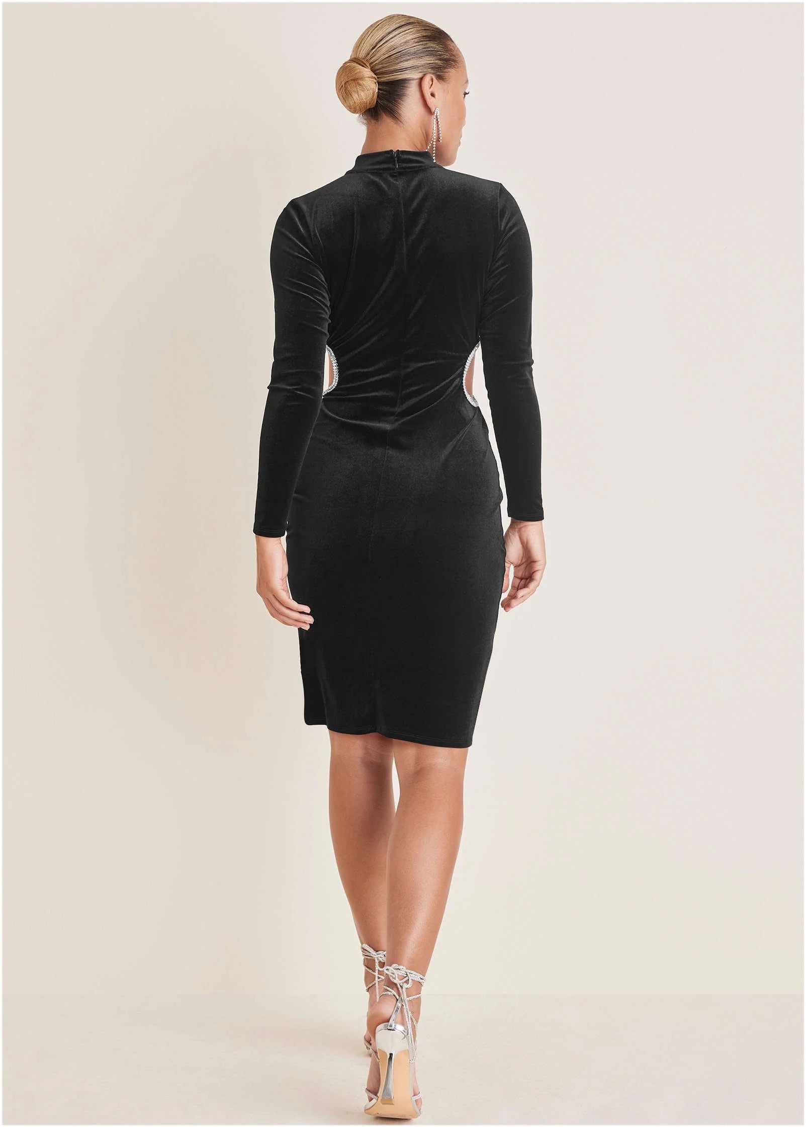 Velvet Cut Out Dress Jet Black