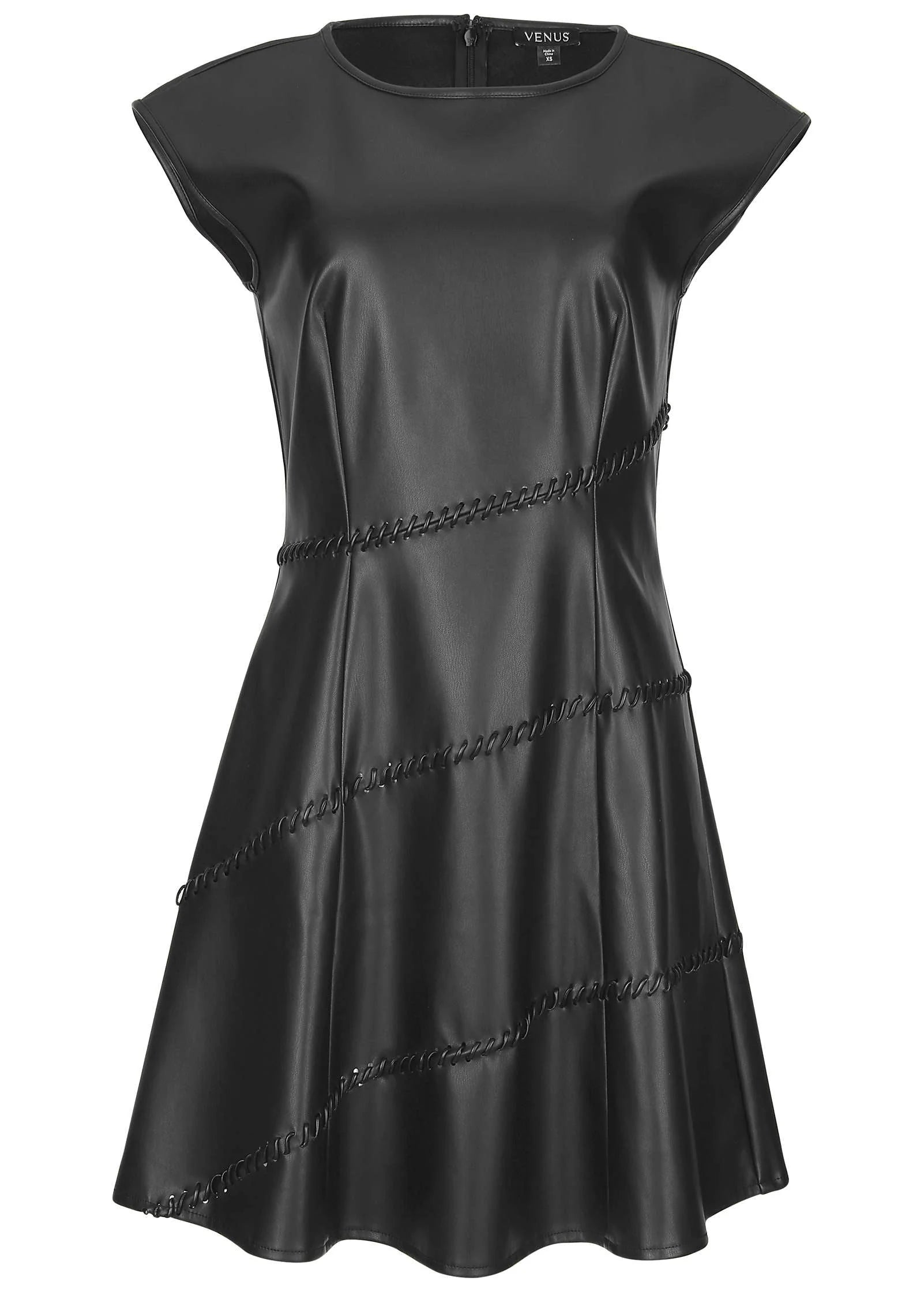 Faux Leather Mini Dress Jet Black
