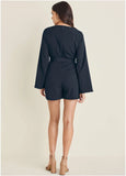 Long Sleeve Skort Romper Navy