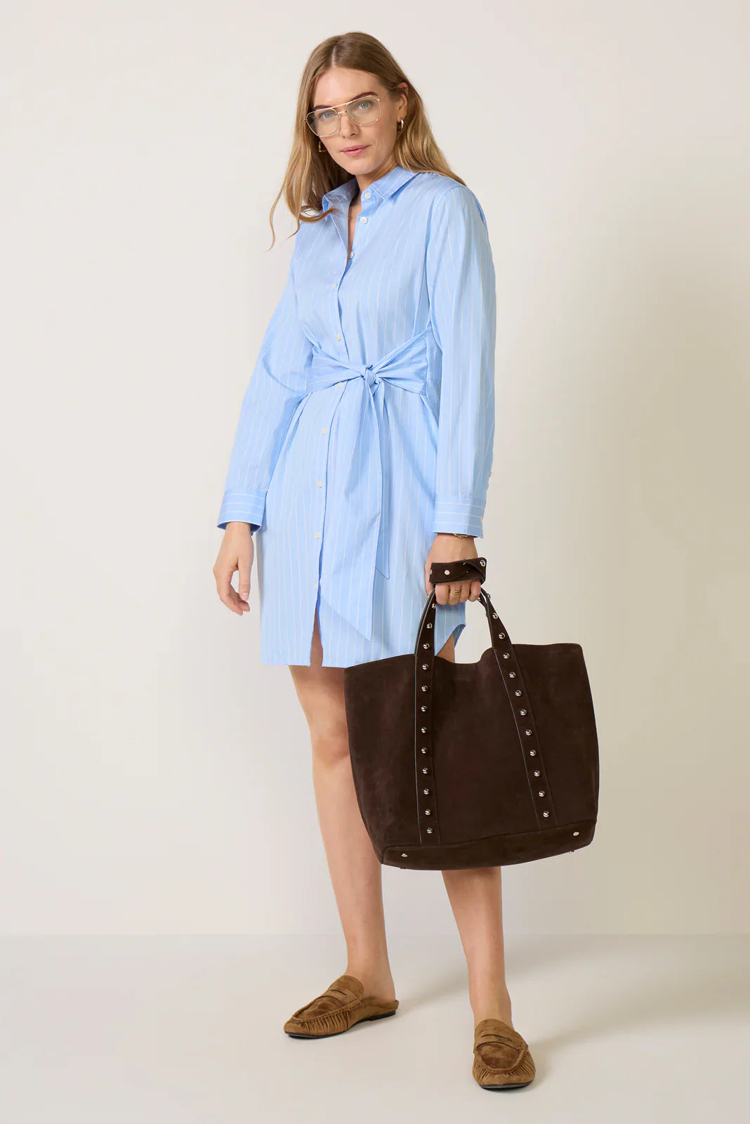 Relaxed Fit Tie Shirt Dress