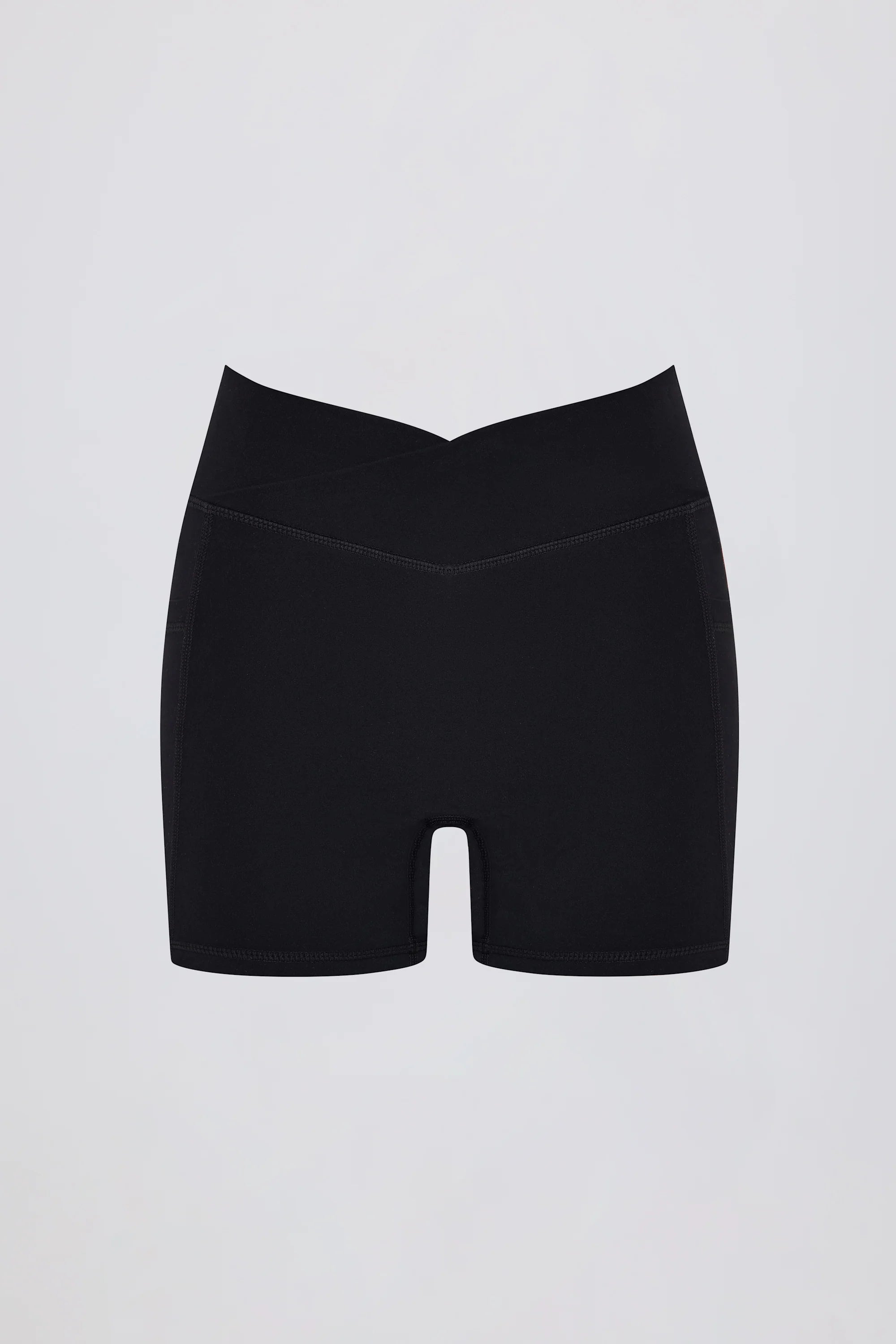 Soft Active V Waist Pocket Mini Shorts in Black