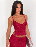 KIRRA BEADED SEQUIN LACE TOP RED