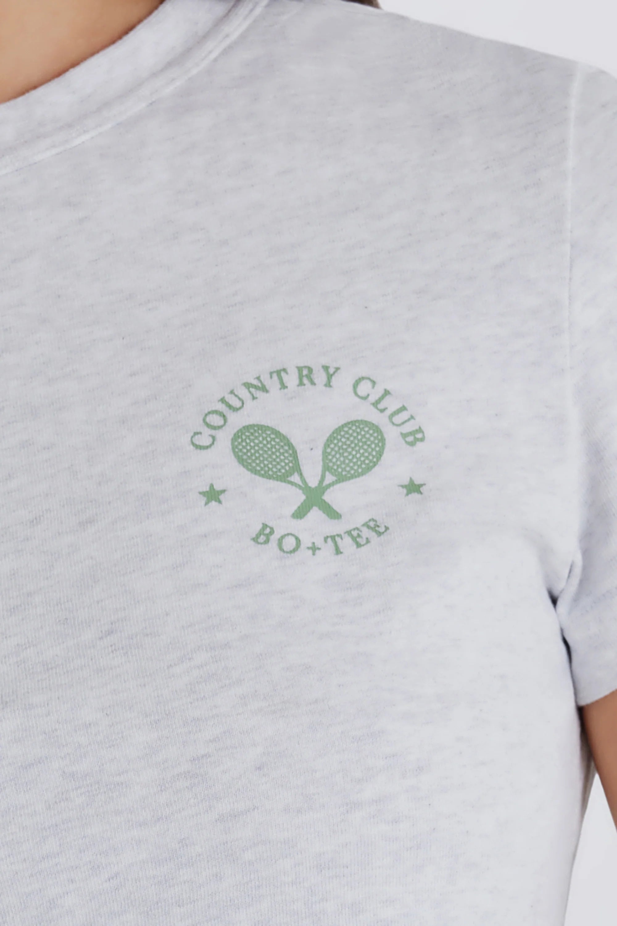 Cropped Graphic T Shirt in Grey Marl