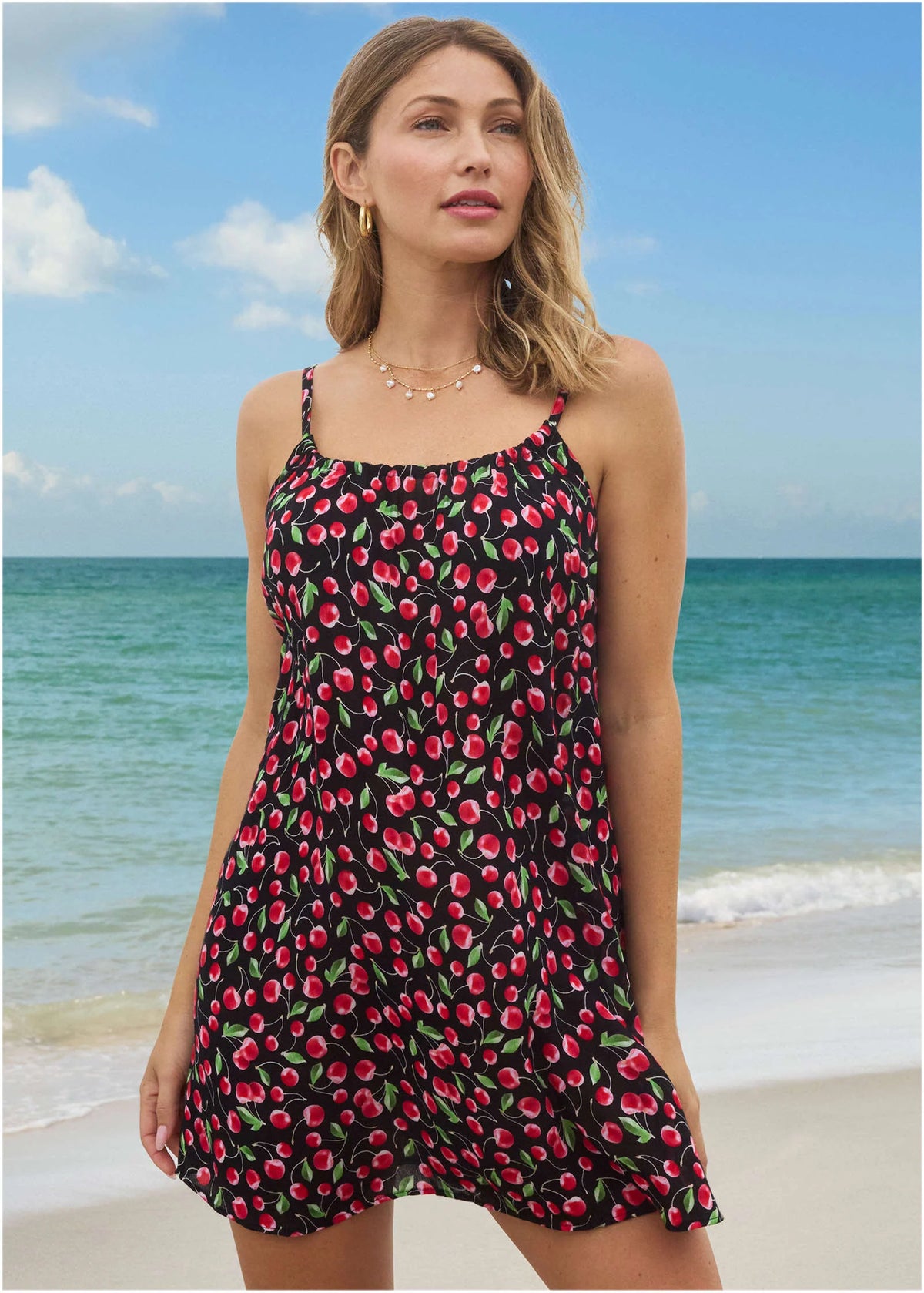 Crinkle Cover Up Dress Very Cherry