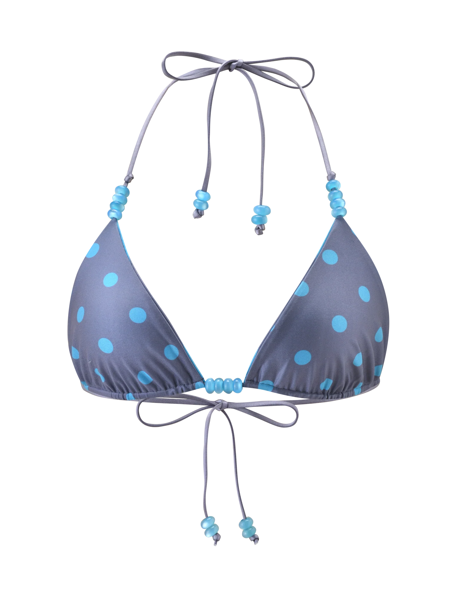 FINLEA REVERSIBLE BIKINI TOP BLUE GREY DOT AND STRIPE