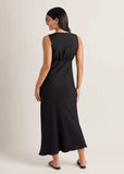 Solid Ruffle Trim Dress Jet Black