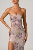 Embellished Cut Out Fishtail Maxi Dress in Lilac