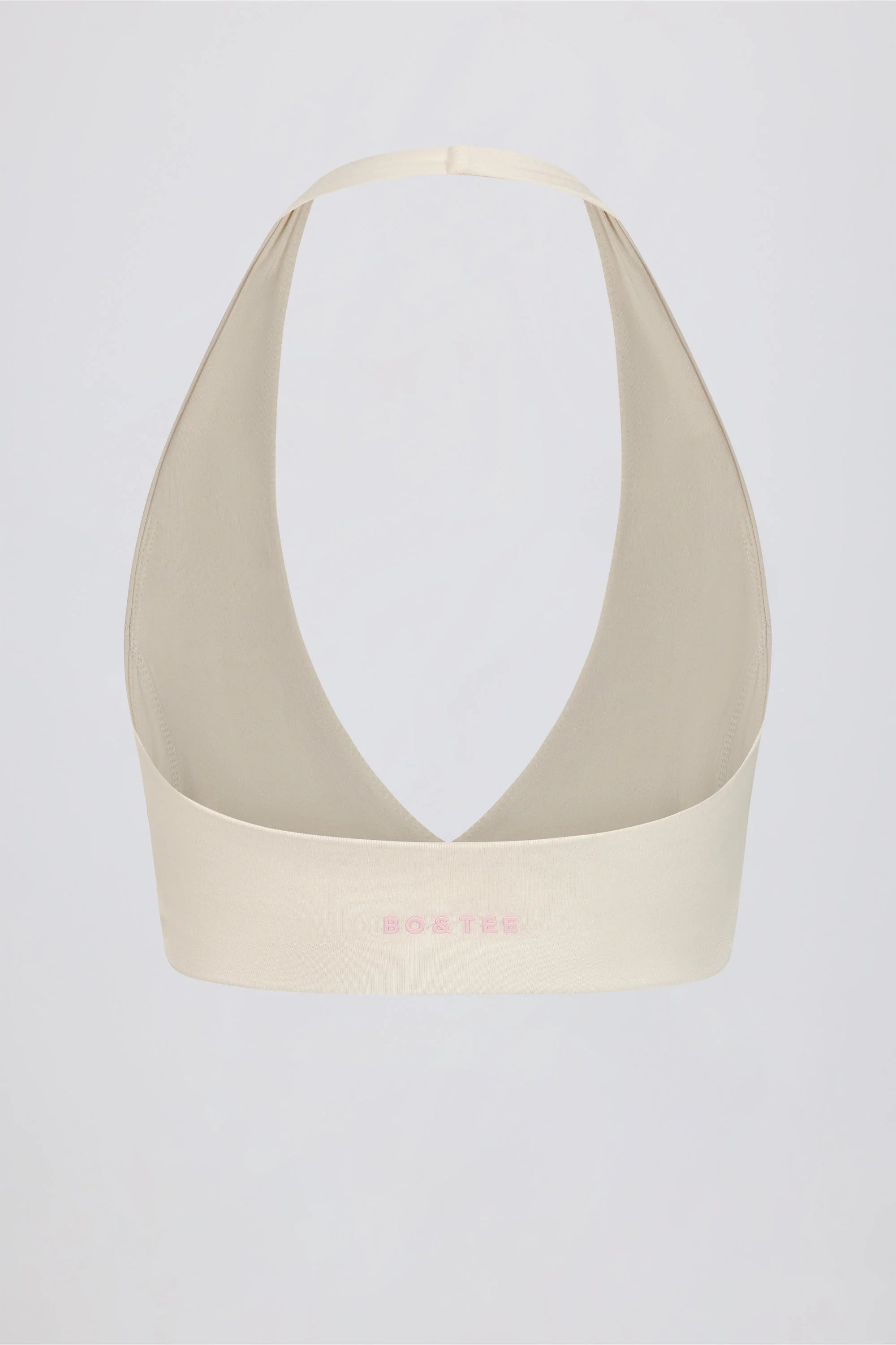 Brushed Jersey V Neck Sports Bra in Vanilla