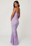 Lace Up Corset Maxi Dress in Lilac
