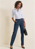 High Rise Straight Trousers Navy
