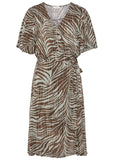 Flutter Sleeve Dress Brown Multi