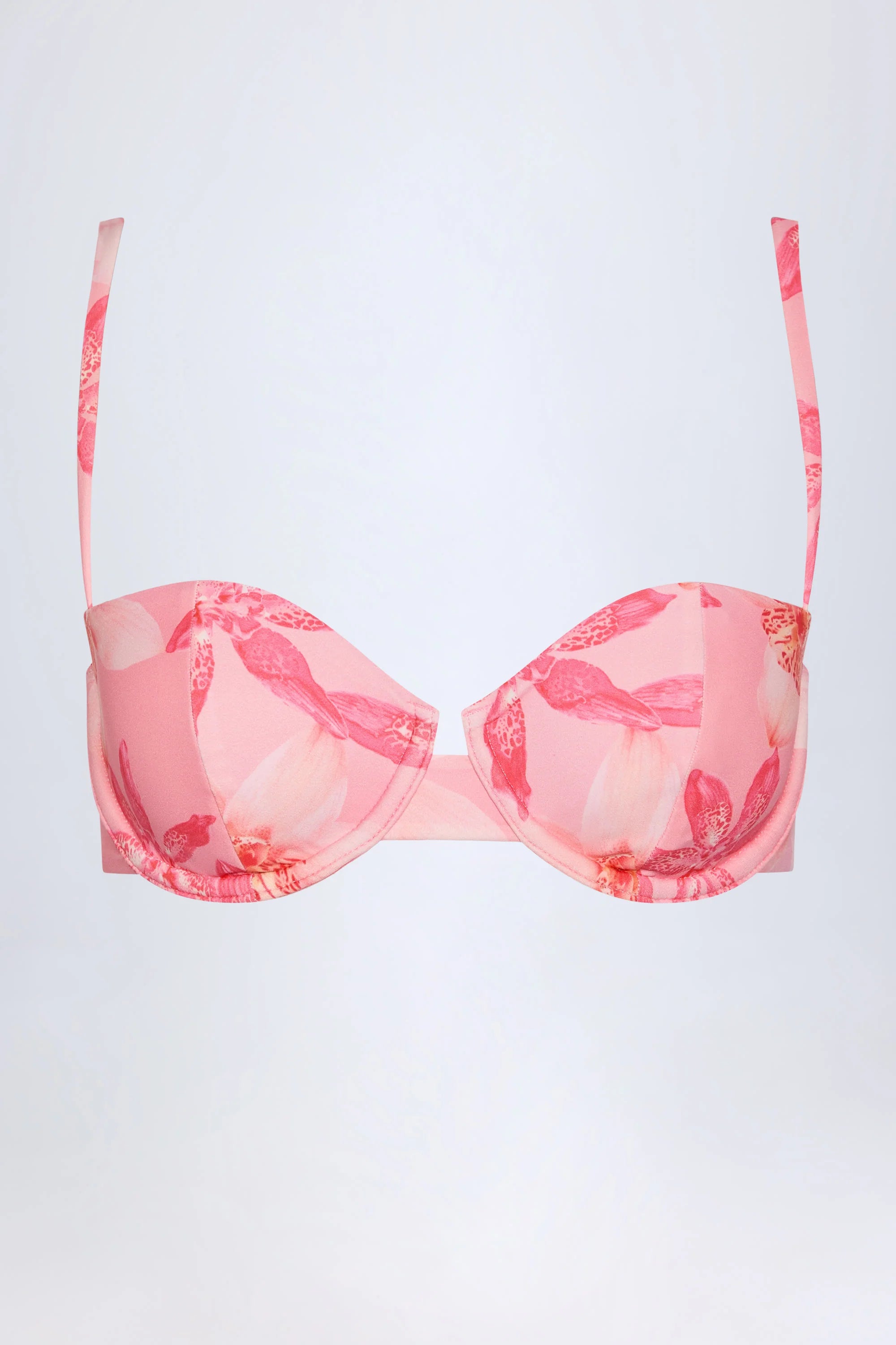 Underwired Balconette Bikini Top in Pink Orchid Print