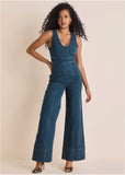 Stretch Denim Jumpsuit Medium Wash