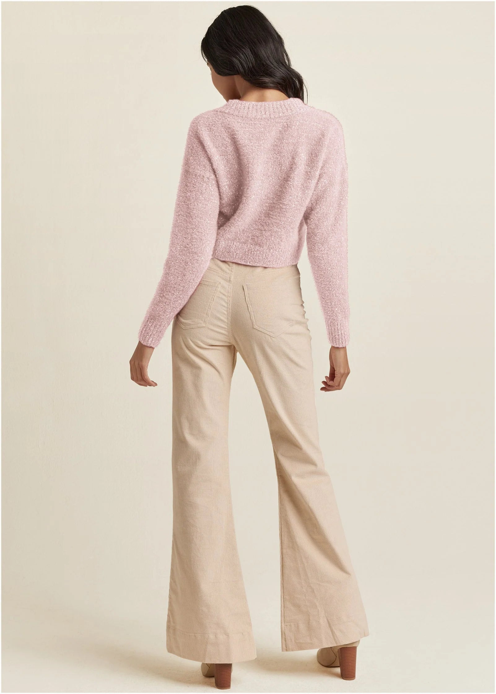 V Neck Sweater Pink Multi