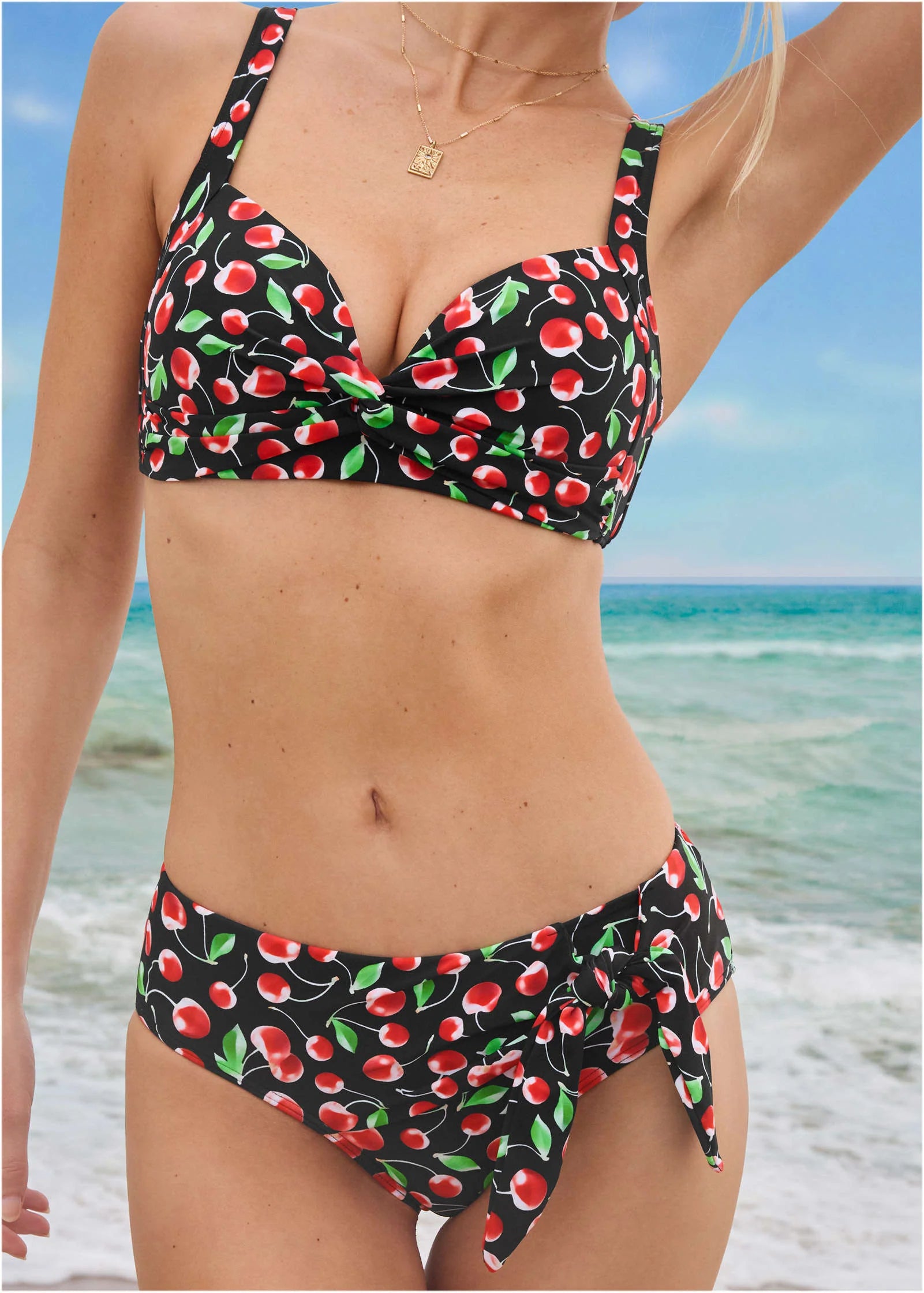 St Lucia Twist Bikini Top Very Cherry