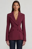 Structured Double Breasted Blazer in Burgundy