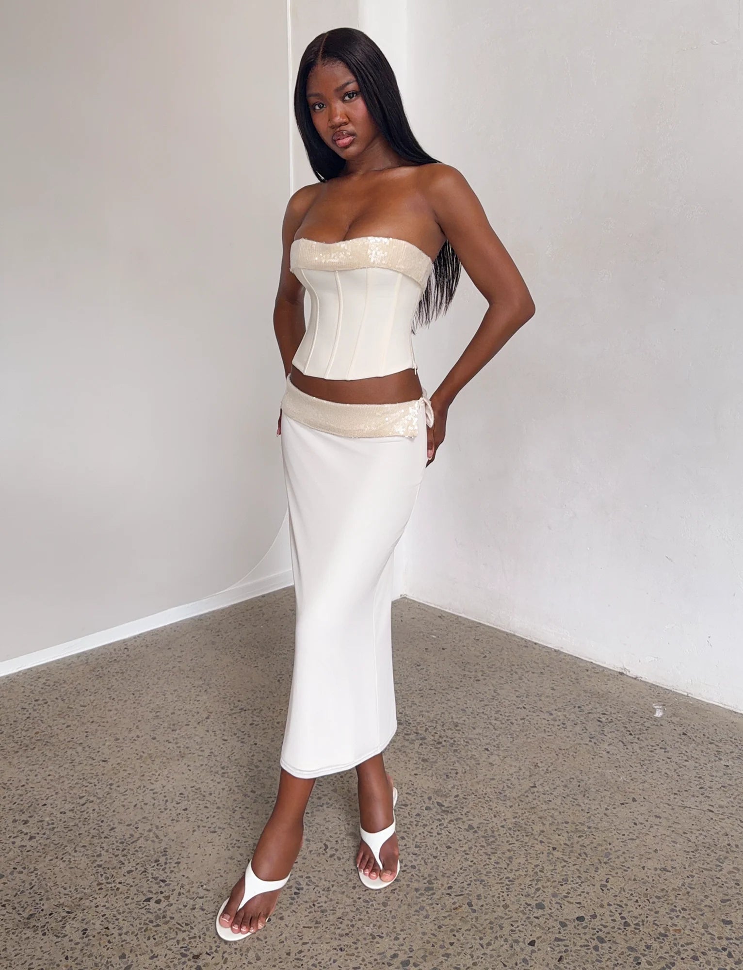 CHARLYZE MIDI SKIRT CREAM