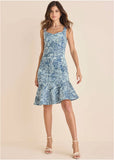 Ruffle Trim Detail Dress Denim Anglaise Paisley
